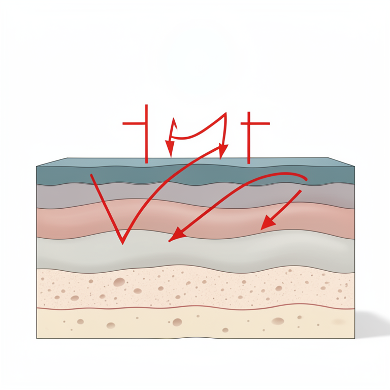 AI-generated conceptual illustration (human skin cross-section). It explains the idea and does not show study data.