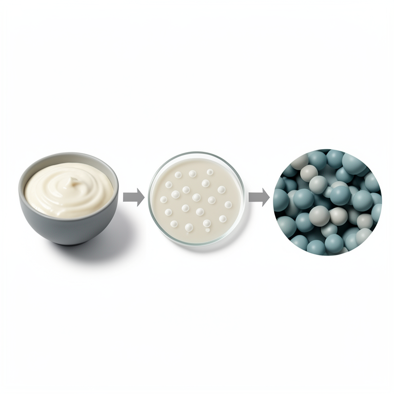 AI-generated conceptual illustration (Misti dahi (sweetened yogurt) and Streptococcus thermophilus bacteria). It explains the idea and does not show study data.
