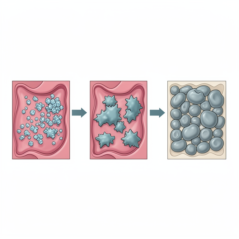 AI-generated conceptual illustration (human stomach and intestinal lining). It explains the idea and does not show study data.
