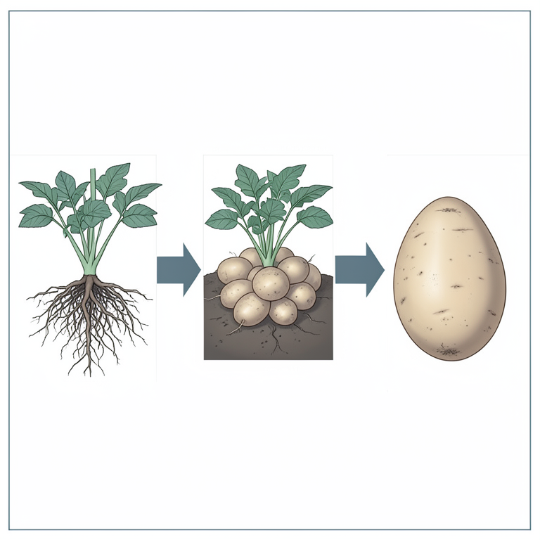AI-generated conceptual illustration (potato plants in a hydroponic system). It explains the idea and does not show study data.