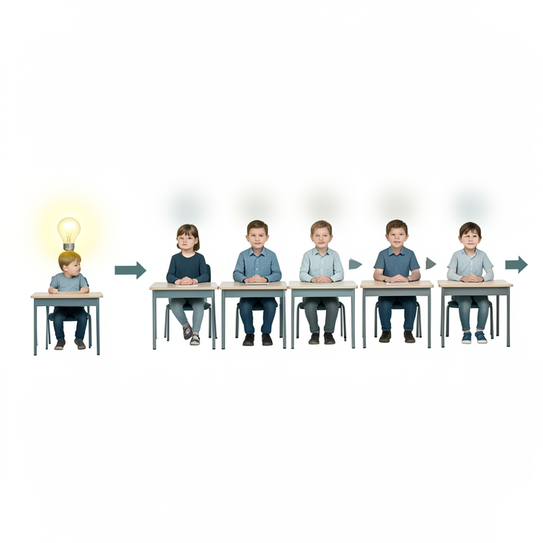 AI-generated conceptual illustration (school-aged children). It explains the idea and does not show study data.