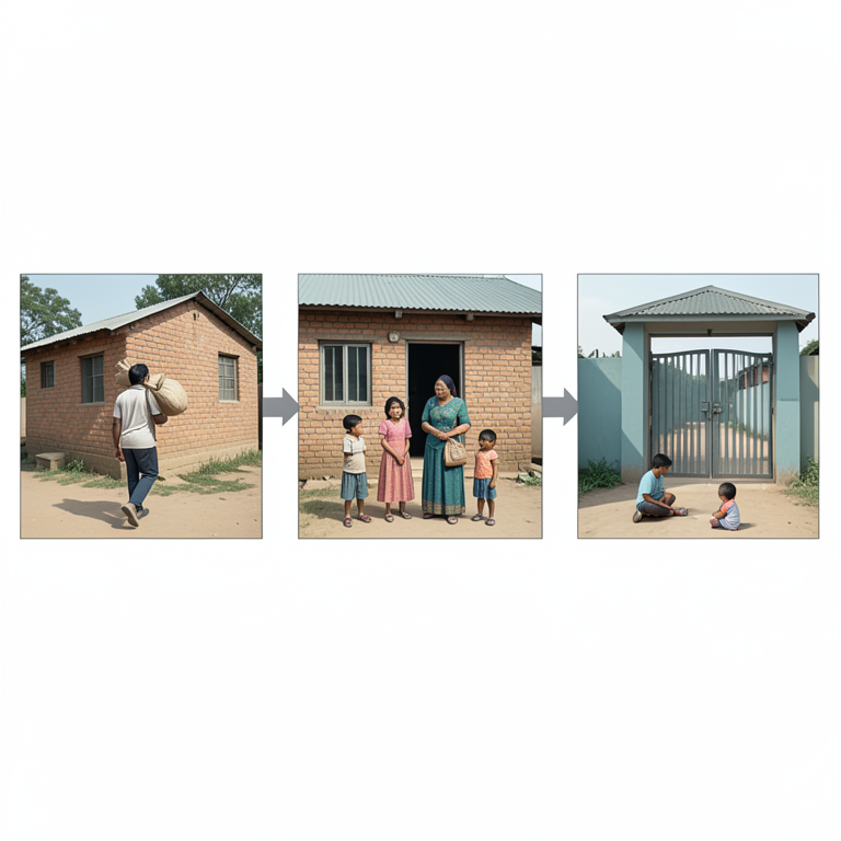 AI-generated conceptual illustration (Rural Indian village households in Uttar Pradesh). It explains the idea and does not show study data.