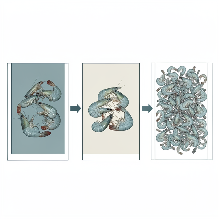 AI-generated conceptual illustration (Pacific white shrimp (Litopenaeus vannamei) in brackishwater liner ponds). It explains the idea and does not show study data.