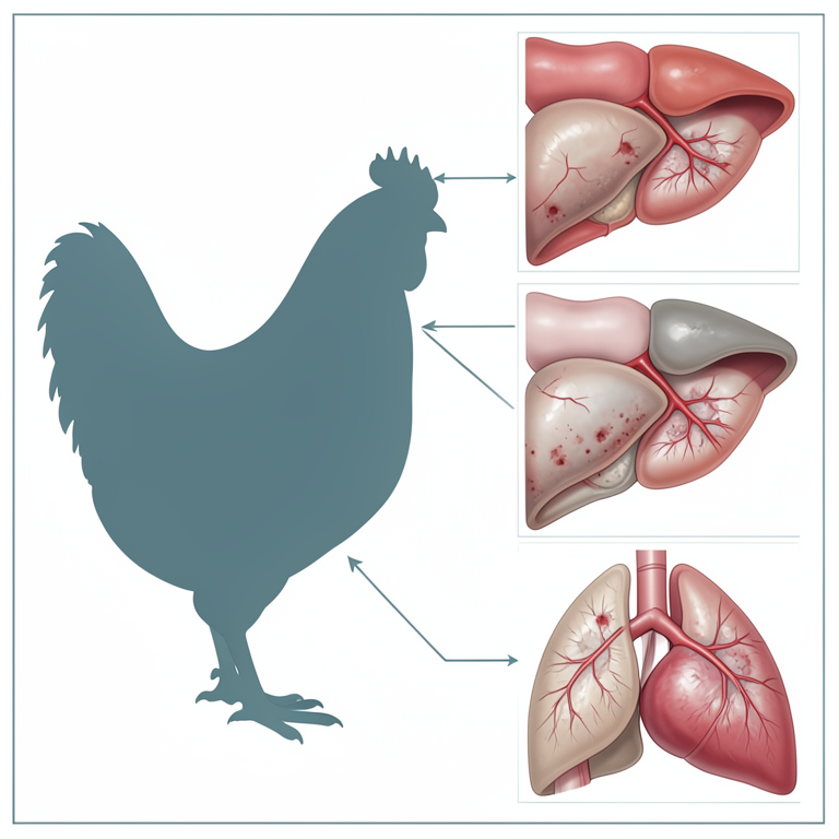 AI-generated conceptual illustration (domestic chicken (Gallus gallus domesticus)). It explains the idea and does not show study data.