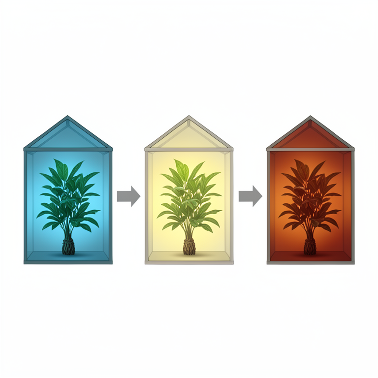 AI-generated conceptual illustration (ginger plants (Zingiber officinale) in greenhouse chambers). It explains the idea and does not show study data.