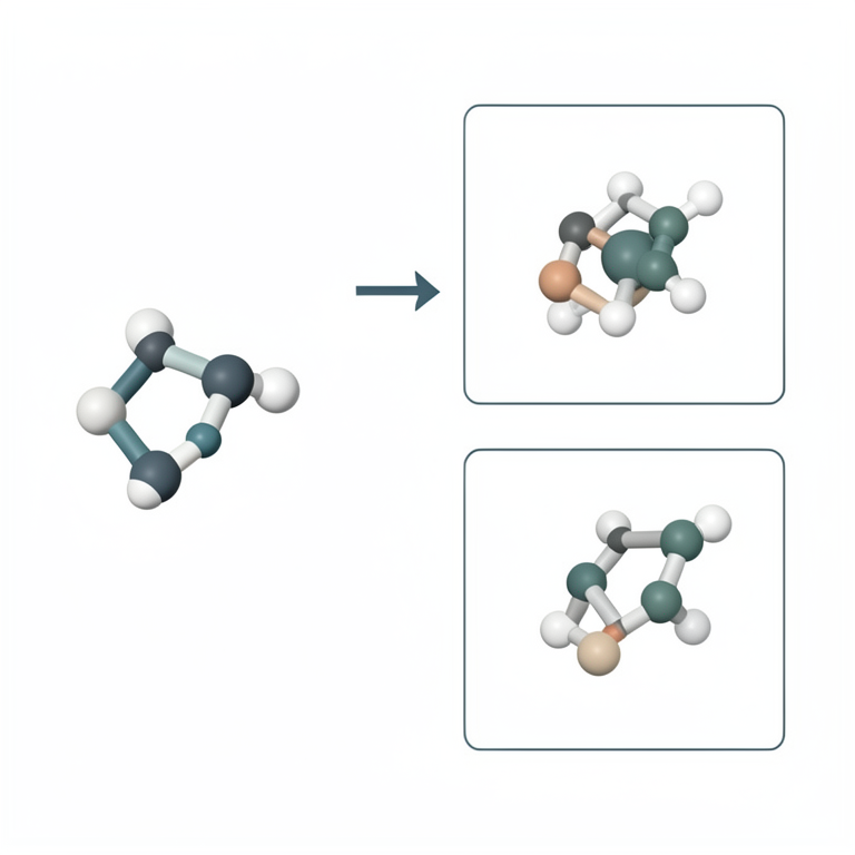 AI-generated conceptual illustration (Aromatic organic molecules and bromine atoms). It explains the idea and does not show study data.