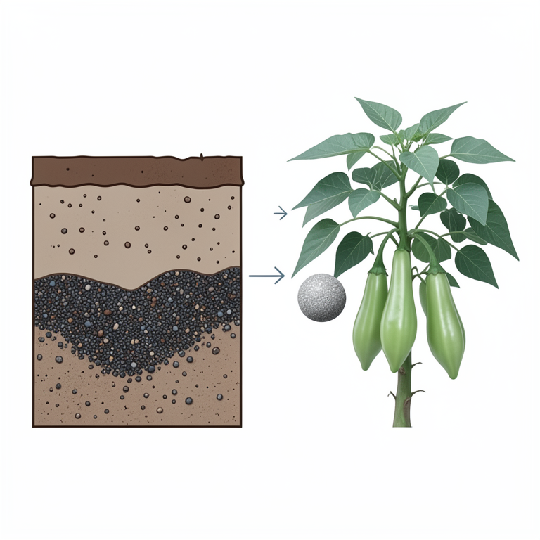 AI-generated conceptual illustration (Brinjal plants (Solanum melongena L.)). It explains the idea and does not show study data.