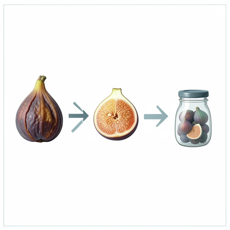 AI-generated conceptual illustration (Fresh and processed figs (Ficus sycomorus)). It explains the idea and does not show study data.