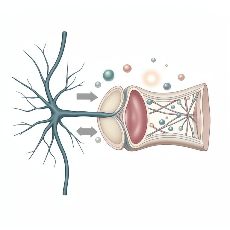 AI-generated conceptual illustration (human skeletal muscle tissue and motor neurons). It explains the idea and does not show study data.