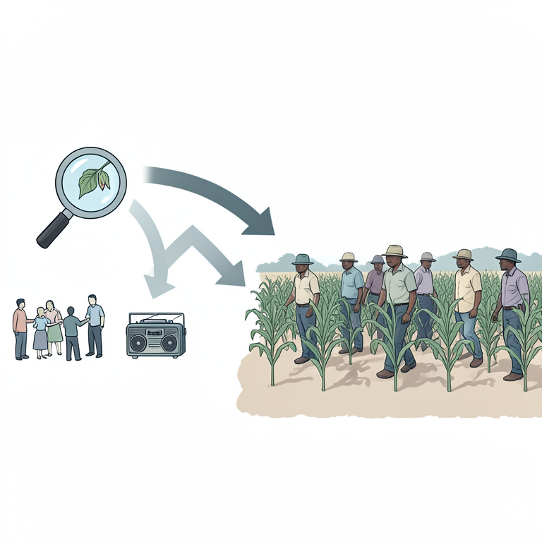 AI-generated conceptual illustration (Nigerian crop farmers in Gwagwalada). It explains the idea and does not show study data.