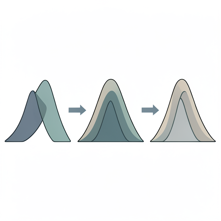 AI-generated conceptual illustration (Normal distribution curves). It explains the idea and does not show study data.