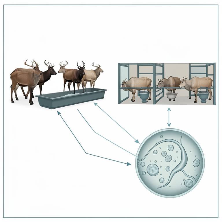 AI-generated conceptual illustration (breeding bucks (male goats)). It explains the idea and does not show study data.
