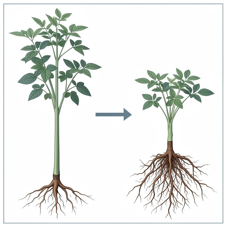 AI-generated conceptual illustration (groundnut plants (Arachis hypogaea)). It explains the idea and does not show study data.