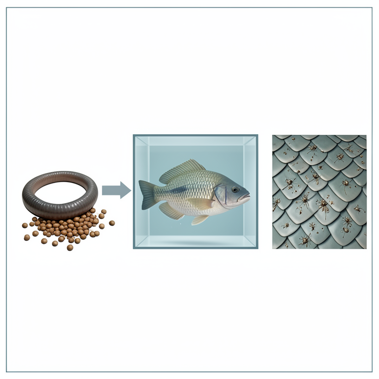 AI-generated conceptual illustration (Cantang grouper fish and marine leeches (Zeylanicobdella)). It explains the idea and does not show study data.
