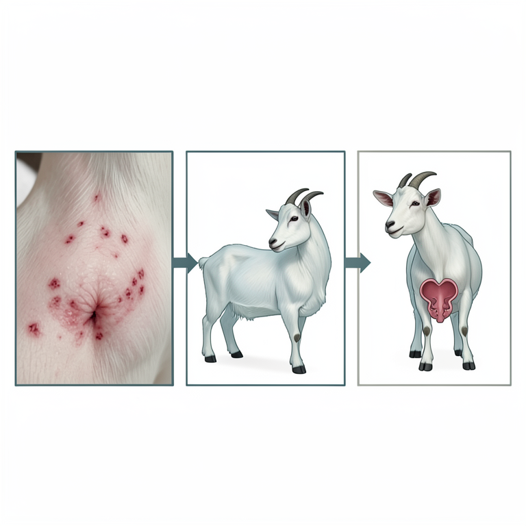 AI-generated conceptual illustration (female goats). It explains the idea and does not show study data.
