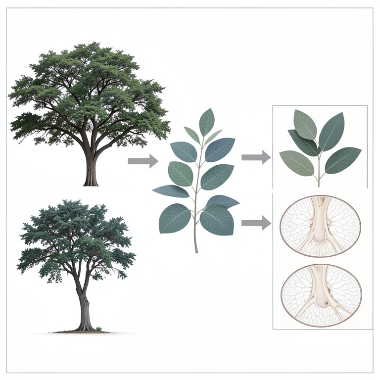 AI-generated conceptual illustration (Prosopis cineraria and Prosopis juliflora trees). It explains the idea and does not show study data.