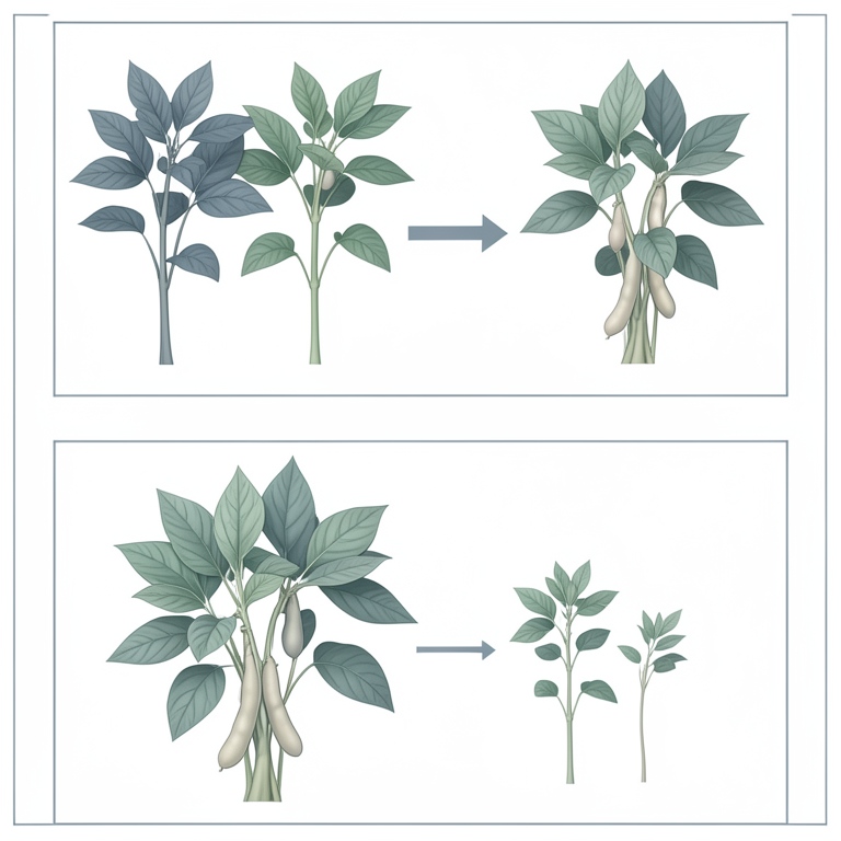 AI-generated conceptual illustration (mung bean plants). It explains the idea and does not show study data.