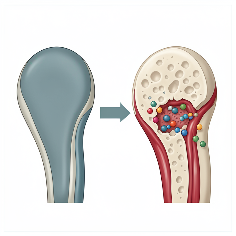 AI-generated conceptual illustration (human knee joint articular cartilage and synovium). It explains the idea and does not show study data.