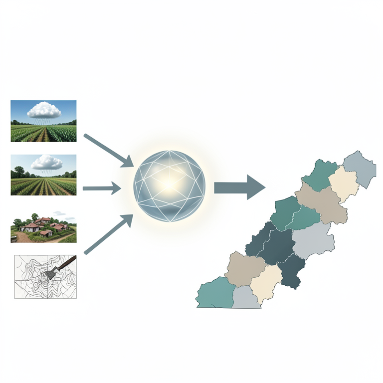 AI-generated conceptual illustration (The landscape of Chhattisgarh plains Zone-II, India). It explains the idea and does not show study data.
