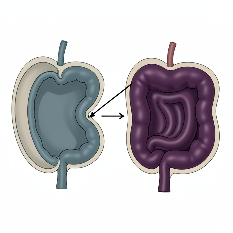 AI-generated conceptual illustration (golden retriever dog intestine). It explains the idea and does not show study data.