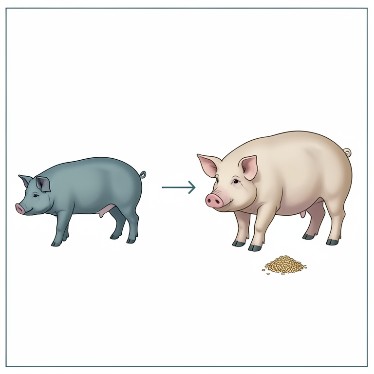 AI-generated conceptual illustration (TANUVAS KPM gold pigs and desi pigs). It explains the idea and does not show study data.
