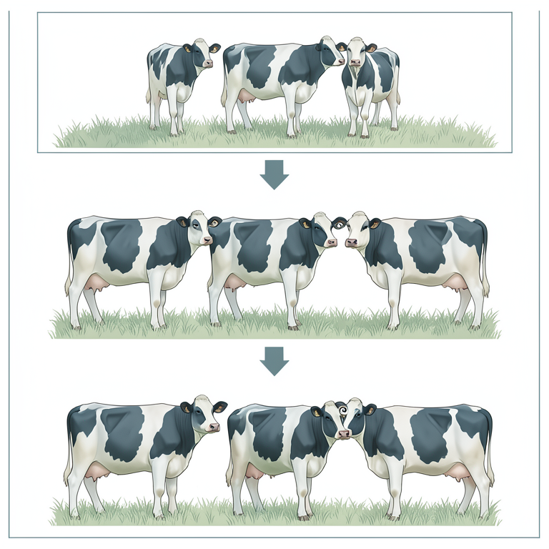AI-generated conceptual illustration (Holstein cows in a pasture). It explains the idea and does not show study data.