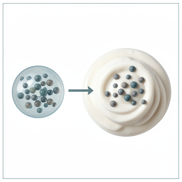AI-generated conceptual illustration (fish gelatin nanoparticles and frozen yogurt). It explains the idea and does not show study data.