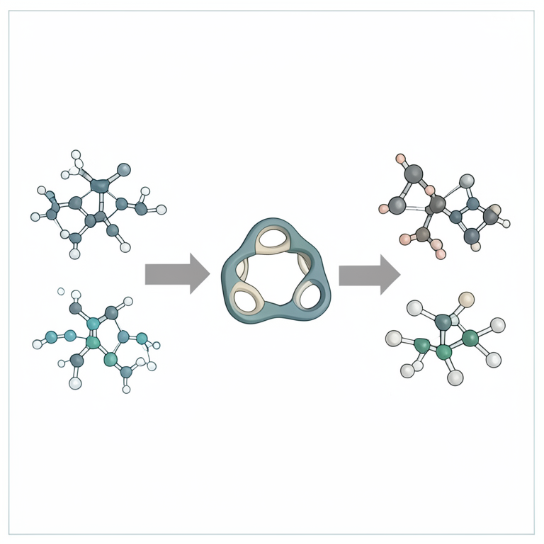 AI-generated conceptual illustration (Chemical molecular structures of azides, alkynes, and 1,2,3-triazole hybrid molecules). It explains the idea and does not show study data.