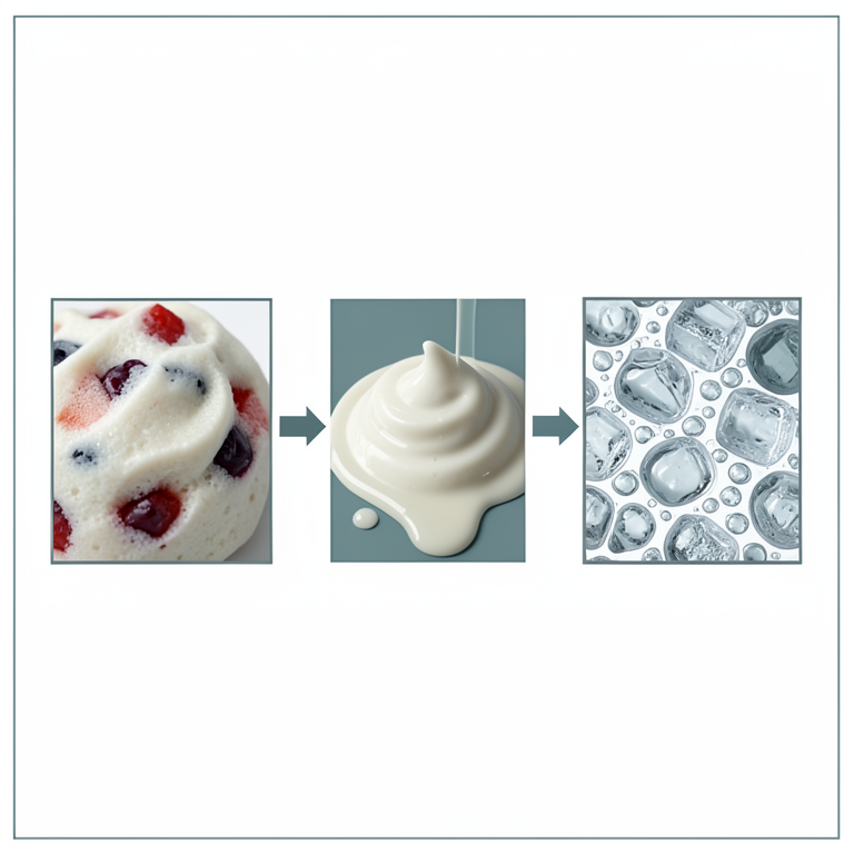 AI-generated conceptual illustration (fruit-fortified frozen soy yogurt). It explains the idea and does not show study data.