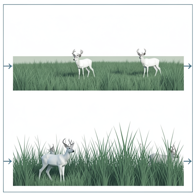 AI-generated conceptual illustration (white-tailed deer and green pasture grass). It explains the idea and does not show study data.