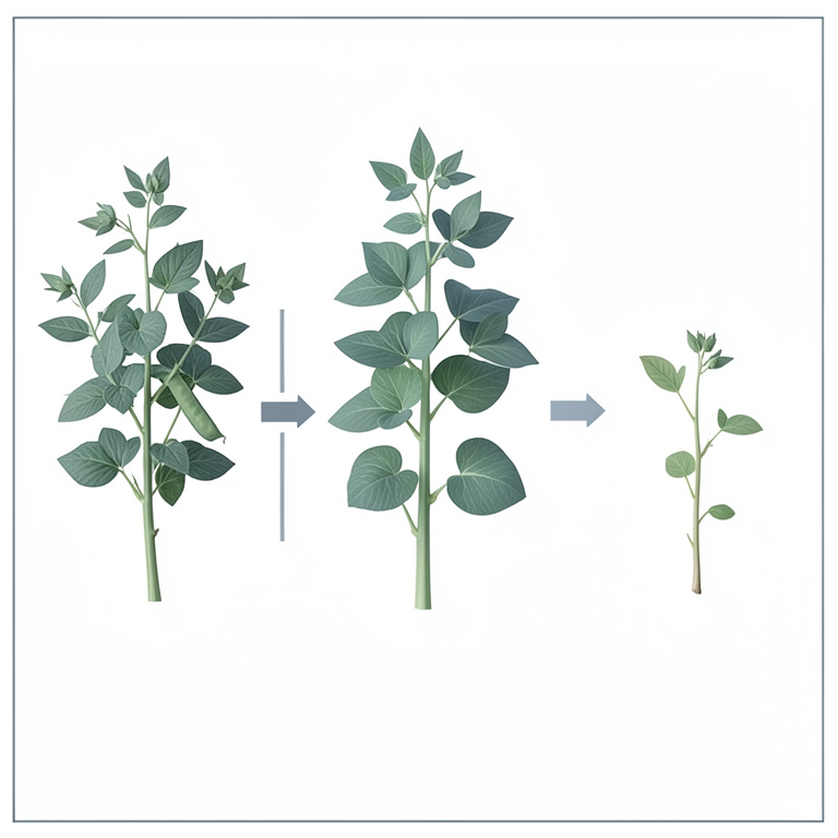 AI-generated conceptual illustration (pea plants (Pisum sativum L.)). It explains the idea and does not show study data.