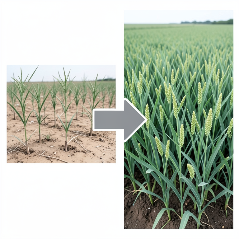 AI-generated conceptual illustration (Finger millet (Ragi) crops in the Koraput district landscape). It explains the idea and does not show study data.