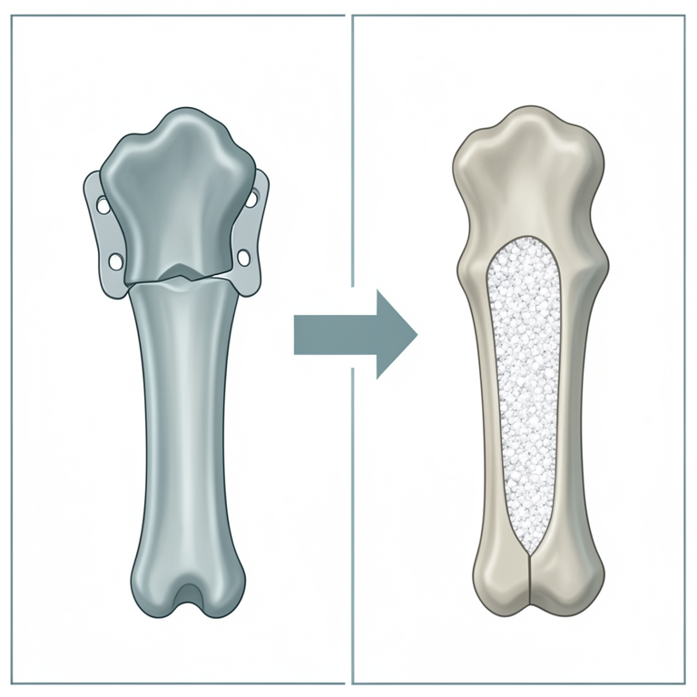 AI-generated conceptual illustration (canine long bone fractures). It explains the idea and does not show study data.