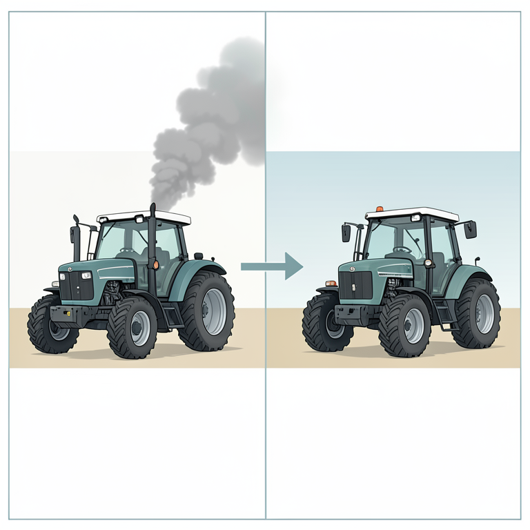 AI-generated conceptual illustration (Agricultural tractors). It explains the idea and does not show study data.