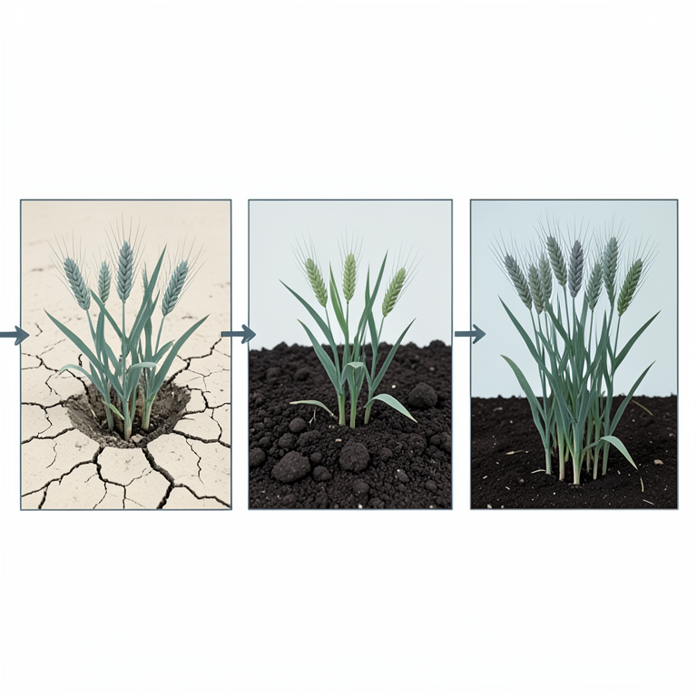 AI-generated conceptual illustration (wheat plants in soil). It explains the idea and does not show study data.
