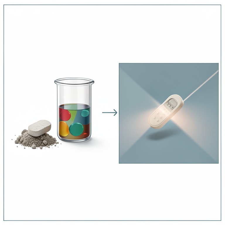 AI-generated conceptual illustration (pharmaceutical metformin tablets). It explains the idea and does not show study data.