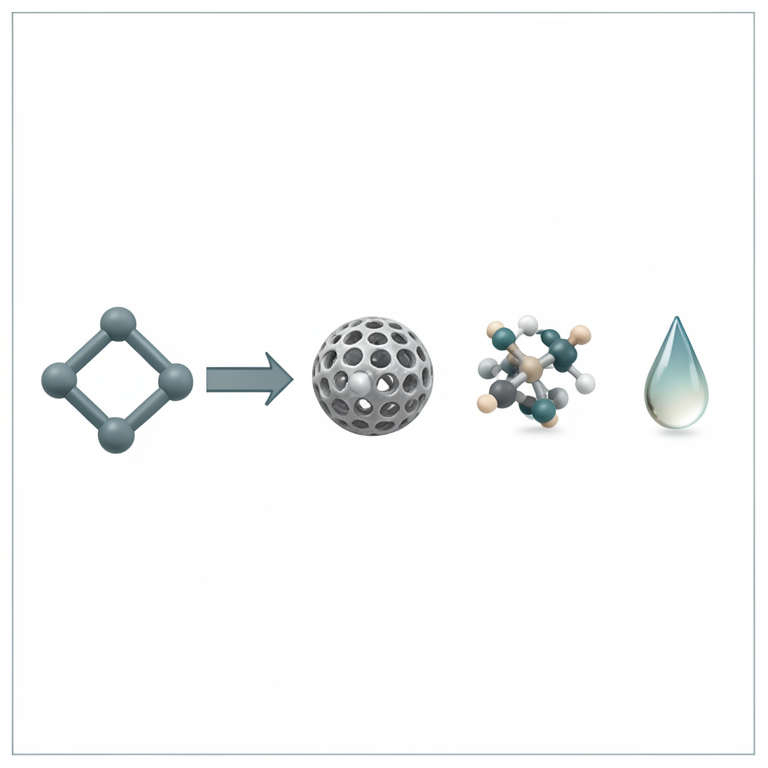 AI-generated conceptual illustration (benzene molecules and various chemical catalyst structures). It explains the idea and does not show study data.