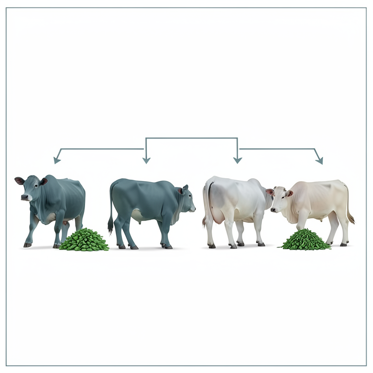 AI-generated conceptual illustration (growing calves and fodder cactus (Opuntia ficus indica)). It explains the idea and does not show study data.