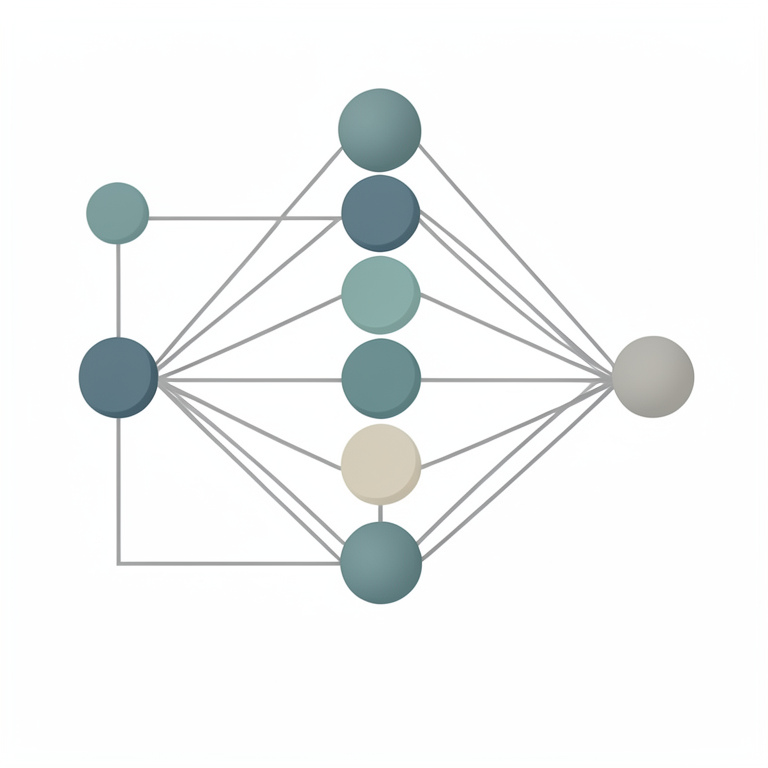 AI-generated conceptual illustration (Artificial neural network architecture). It explains the idea and does not show study data.