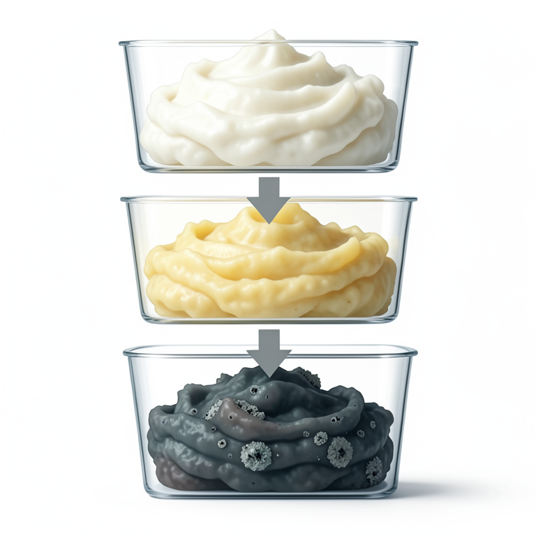 AI-generated conceptual illustration (mashed potatoes in storage containers). It explains the idea and does not show study data.