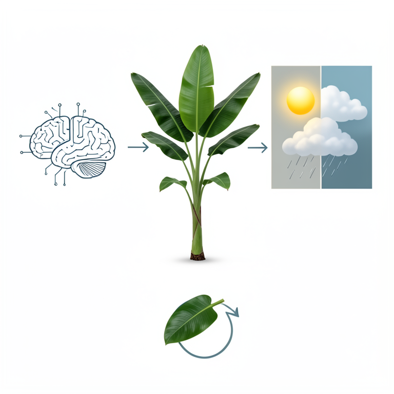 AI-generated conceptual illustration (banana plants (Musa spp.)). It explains the idea and does not show study data.