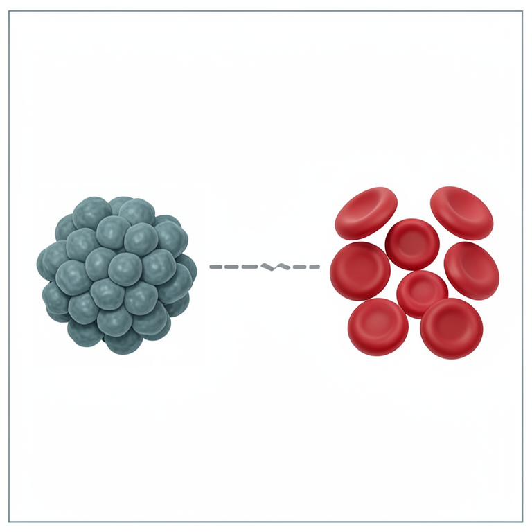 AI-generated conceptual illustration (human blood serum and red blood cells). It explains the idea and does not show study data.