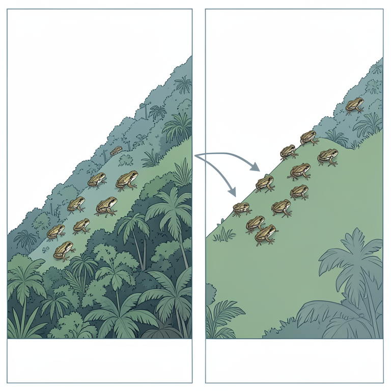 AI-generated conceptual illustration (Heteropteryx dilatata (giant forest frog)). It explains the idea and does not show study data.