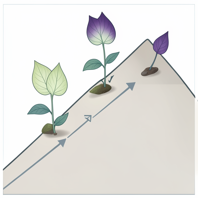 AI-generated conceptual illustration (taro plants (Colocasia esculenta) on a mountain slope). It explains the idea and does not show study data.