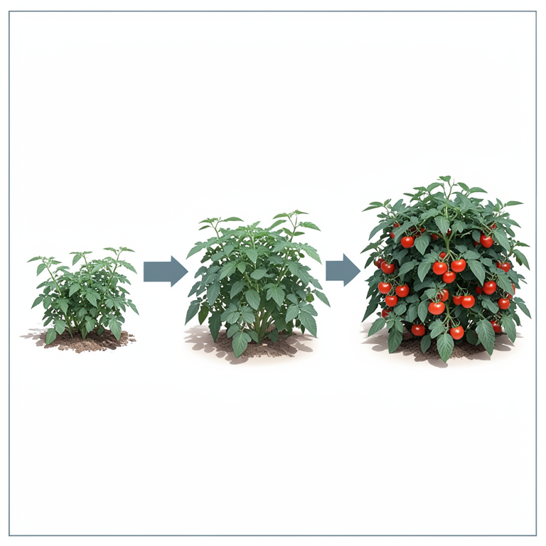 AI-generated conceptual illustration (tomato plants in a field). It explains the idea and does not show study data.