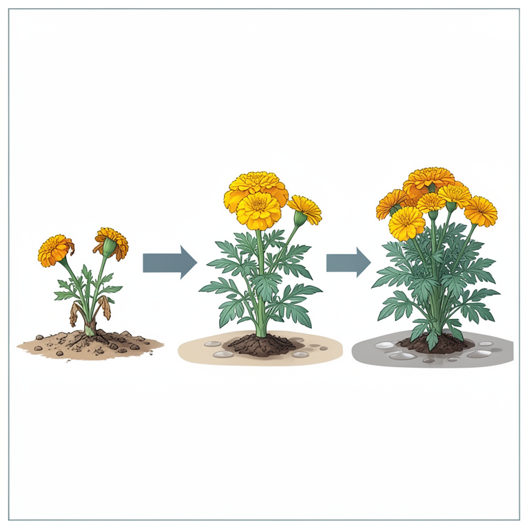 AI-generated conceptual illustration (marigold plants). It explains the idea and does not show study data.