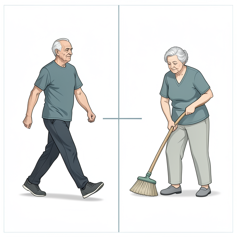 AI-generated conceptual illustration (elderly man and elderly woman). It explains the idea and does not show study data.