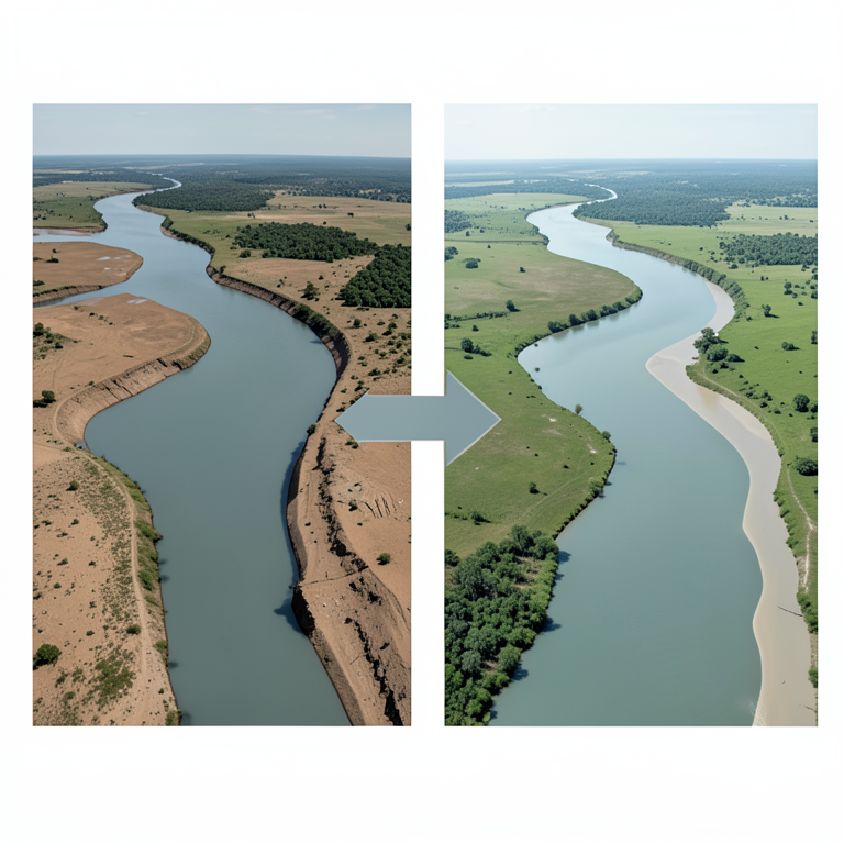 AI-generated conceptual illustration (The Congo River basin and its floodplains). It explains the idea and does not show study data.