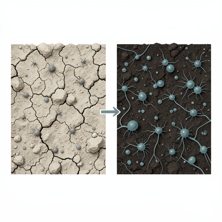 AI-generated conceptual illustration (eroded mountain soil profiles). It explains the idea and does not show study data.