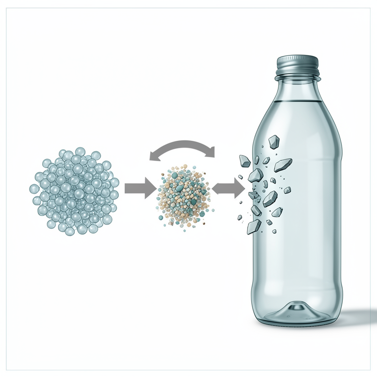 AI-generated conceptual illustration (plastic bottles and synthetic microbeads in water). It explains the idea and does not show study data.